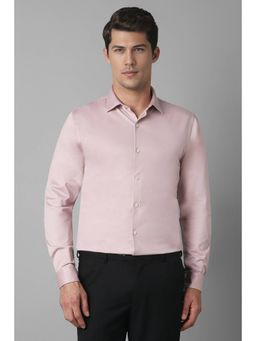 Louis Philippe - Mens Pink Slim Fit Solid Full Sleeves Formal Shirt