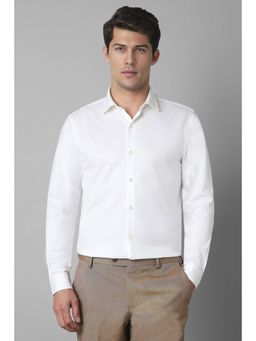 Louis Philippe - Mens White Slim Fit Solid Full Sleeves Formal Shirt