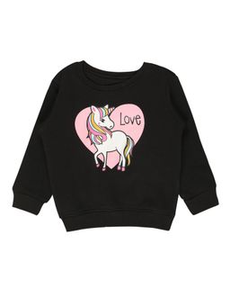 Bodycare - Girls Crew Neck Full Sleeves Sweatshirt-Black