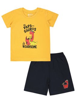 Bodycare - Boys T-Shirt & Shorts-Mustard Navy Blue (Set of 2)