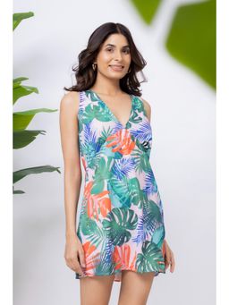 AOBA - Women Green Tropical Beachwear Dress