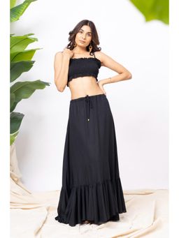 AOBA - Black Solid Beachwear Co-Ords (Set of 2)