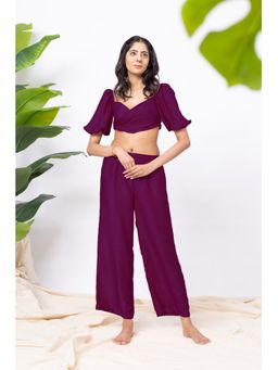 AOBA - Womens Purple Solid Beachwear Dress