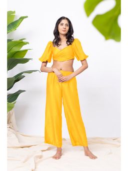 AOBA - Womens Pink Solid Beachwear Top and Pants (Set of 2)