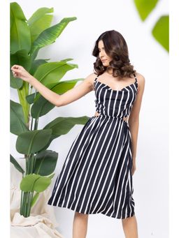 AOBA - Womens Black Stripped Beachwear Dress