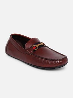 EZOK - LS-7 Men Maroon Genuine Leather Loafers