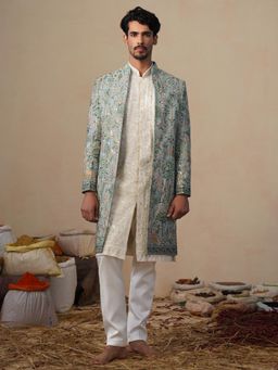 KALPRAAG - Parind Green Indowestern Sherwani With Kurta And Pant