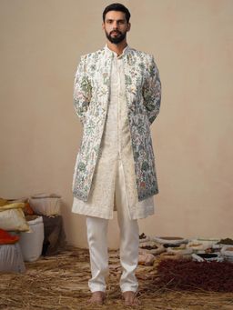 KALPRAAG - Parind Ivory Indowestern Sherwani With Kurta And Pant