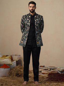 KALPRAAG - Parind Black Jodhpuri Jacket with Shirt and Trouser