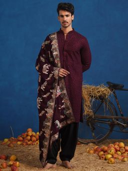 KALPRAAG - Lokesh Wine Kurta With Patiala And Dupatta