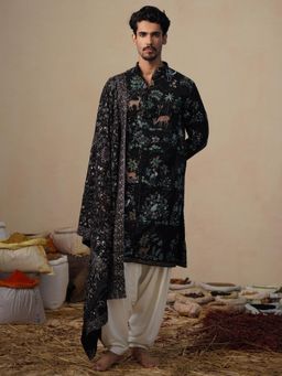 KALPRAAG - Prabal Black Kurta with Patiala and Dupatta