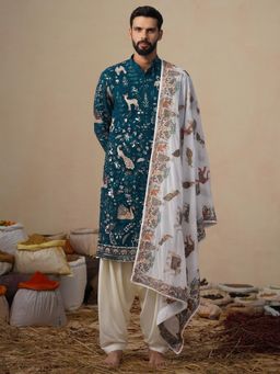 KALPRAAG - Vyom Teal Blue Kurta with Patiala and Dupatta