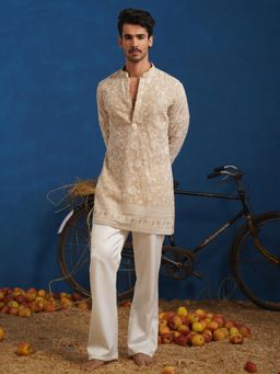 KALPRAAG - Divit Cut dana Beige Short Kurta With Pant