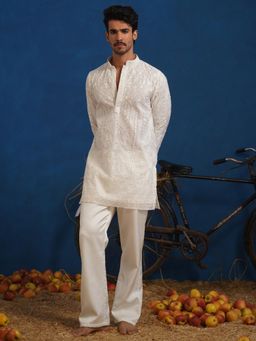 KALPRAAG - Eklavya White Organza Short Kurta With Pant