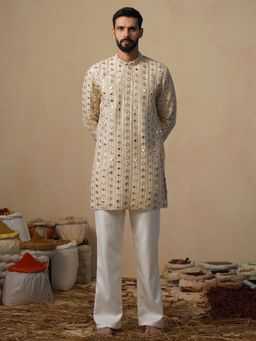 KALPRAAG - Sheesha Cut Dana Beige Short Kurta with Pant