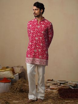 KALPRAAG - Gulbahar Hot Pink Short Kurta with Pant
