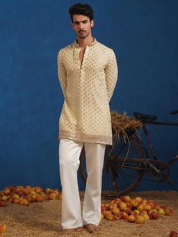 KALPRAAG - Polka Cream Short Kurta With Pant
