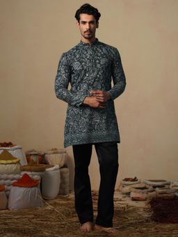 KALPRAAG - Turquoise Sitaara Ferozi Short Kurta with Pant