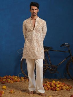 KALPRAAG - Mayuresh Beige Short Kurta With Pant