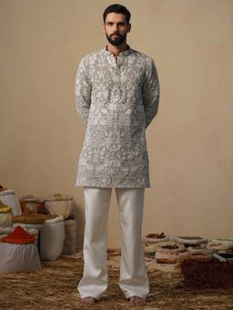 KALPRAAG - Mayuresh Grey Short Kurta with Pant