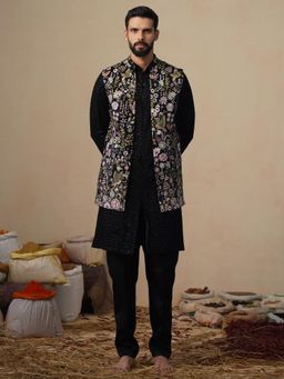 KALPRAAG - Shaurya Black Kurta with Nehru Jacket and Pant