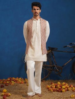 KALPRAAG - Prateek Pink Short Kurta With Nehru Jacket And Pant