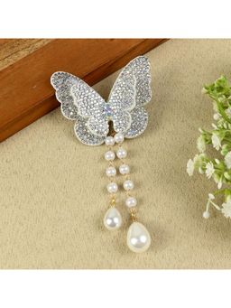 Asthetika Kids - Girls Silver Butterfly Beaded Tassel Hair Clip (3-12 Years)