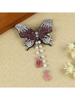 Asthetika Kids - Girls Purple Butterfly Beaded Tassel Hair Clip (3-12 Years)