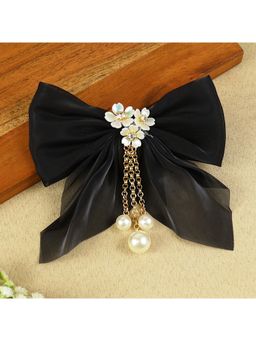 Asthetika Kids - Girls Black Bow Tassels Hair Clip (3-12 Years)