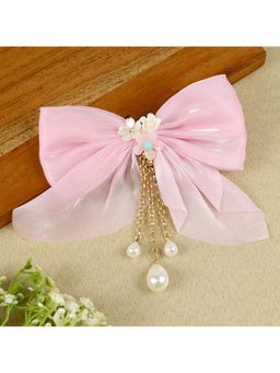 Asthetika Kids - Girls Pink Bow Tassels Hair Clip (3-12 Years)