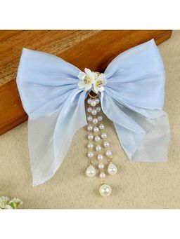 Asthetika Kids - Girls Blue Bow Tassels Hair Clip (3-12 Years)