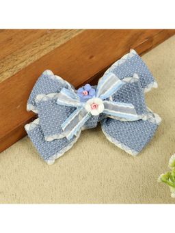 Asthetika Kids - Girls Blue Floral Charm Bow Hair Clip (3-12 Years)