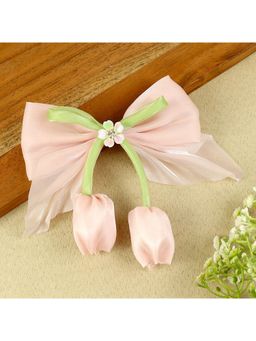Asthetika Kids - Girls Pink Floral Charm Bow Hair Clip (3-12 Years)