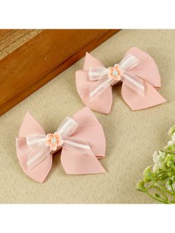 Asthetika Kids - Girls Pink Bow Hair Clips (Pack Of 2) (3-12 Years)