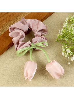 Asthetika Kids - Girls Pink Floral Hair Scrunchy (3-12 Years)