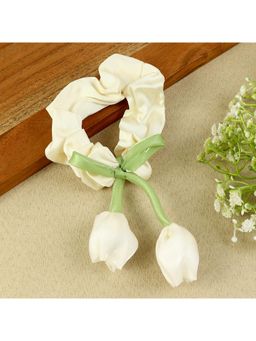 Asthetika Kids - Girls White Floral Hair Scrunchy (3-12 Years)