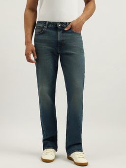 United Colors of Benetton - Mens Blue Solid Boot Leg Fit Jeans