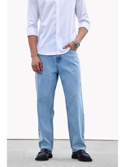 Snitch - Mens Light Blue Washed Relaxed Casual Jeans