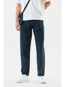 Snitch - Mens Navy Blue Washed Relaxed Casual Jeans