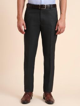 Greenfibre - Slim Fit Solid Grey Viscose Blend Formal Trouser