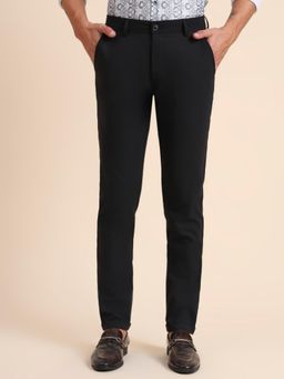 JB Studio - Slim Fit Solid Dark Grey Polyster Blend Club Wear Trouser