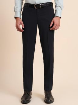 JB Studio - Slim Fit Solid Black Terry Rayon Formal Trouser
