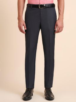 Metal - Slim Fit Solid Grey Terry Rayon Formal Trouser