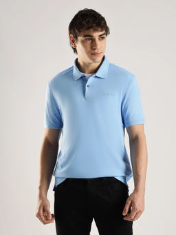 Calvin Klein - Solid Regular Fit Cotton Blue Polo T-shirt