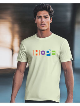 Bewakoof - Men's Fog Green Pop Hope Typography T-shirt