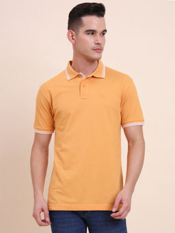 Greenfibre - Orange Solid Slim Fit Polo T-shirt