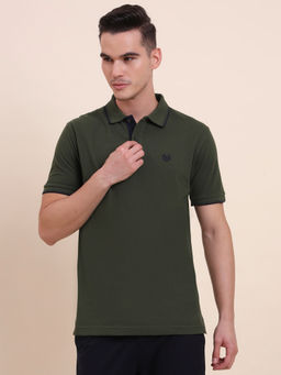 Greenfibre - Olive Green Slim Fit Polo T-Shirt