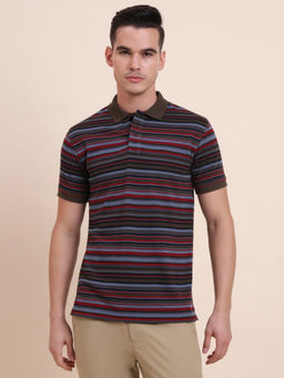 Greenfibre - Multicolor Striped Slim Fit Polo T-Shirt
