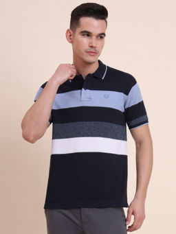 Greenfibre - Blue And White Colorblock Polo T-shirt