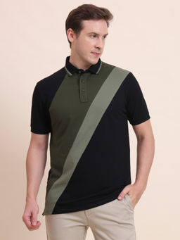 JadeBlue - Men Black and Olive Polo T-Shirt